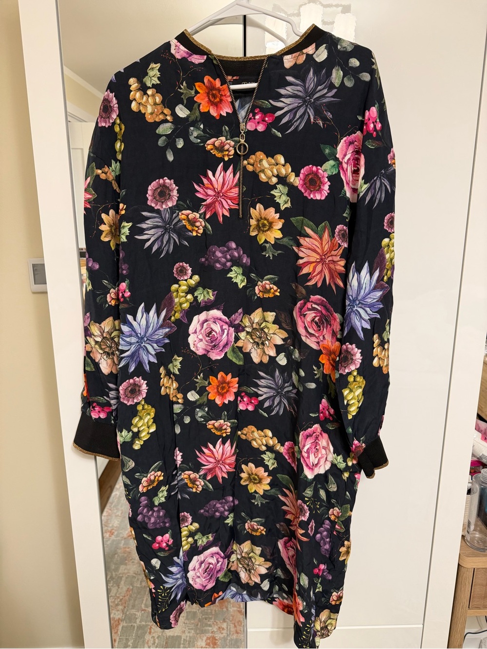 Floral Zip-Front Tunic Dress